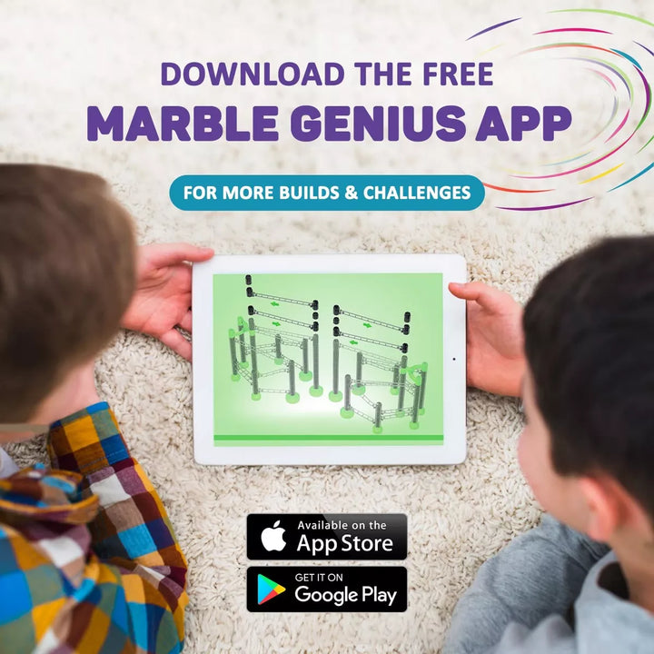 Marble Genius Marble Rails Swings & Catches Set: 8 Piece Marble Run (4 Swings, 4 Catches), Add-On for Marble Rails Building Sets