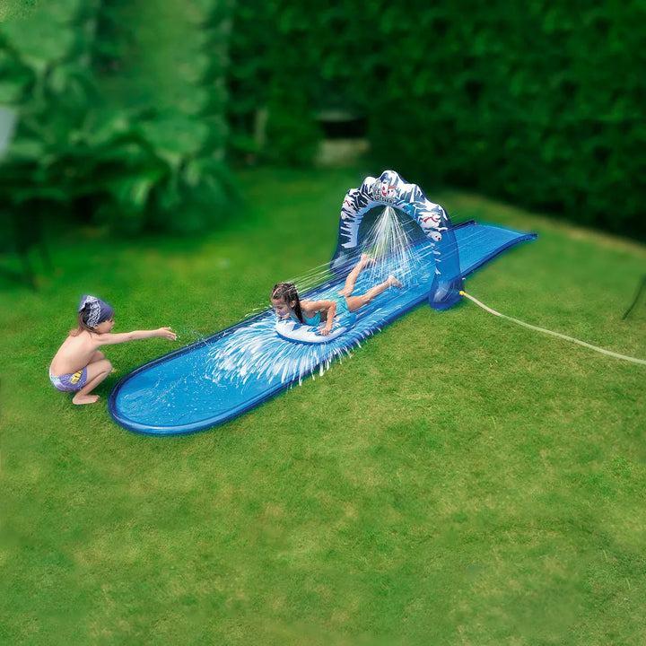 Pool Central 196" Inflatable 1-Person "Ice Breaker" Inflatable Ground Level Water Slide - Blue/White
