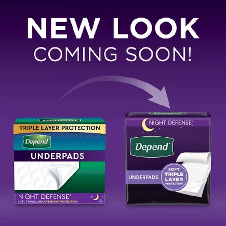 Depend Night Defense Incontinence Bed Pads, Triple Layer, 48 Ct.