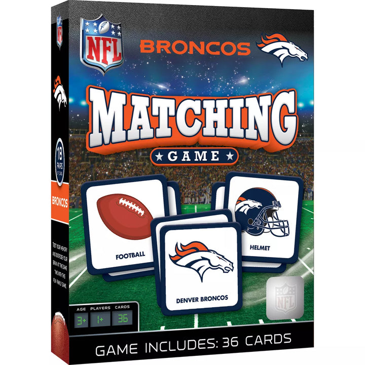 Masterpieces Officially Licensed NFL Denver Broncos Matching Game for Kids and Families.