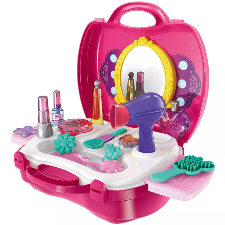 Link Worldwide Deluxe 21Pc Princess Cosmetic Toy Beauty Dressup Playset Pretend Play Toy Set - Pink