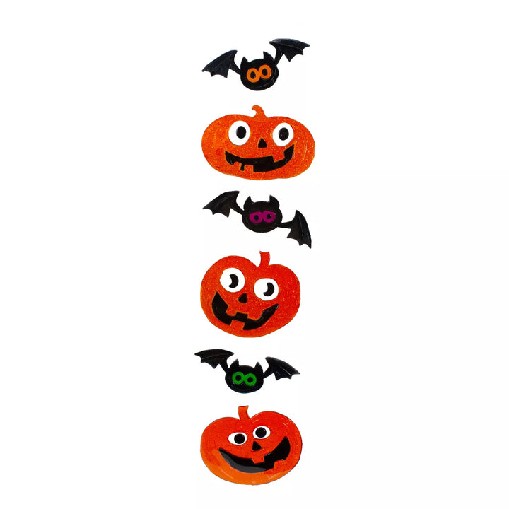 Northlight 6-Piece Jack-O-Lantern and Bats Halloween Gel Window Clings