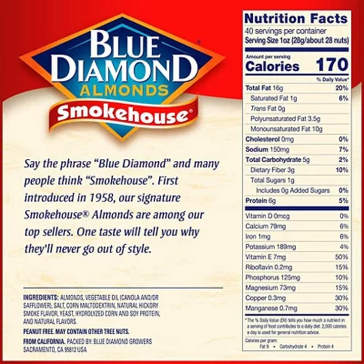Blue Diamond Smokehouse Almonds 40 Oz.