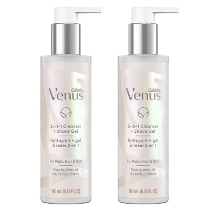 Venus for Pubic Hair and Skin 2-In-1 Cleanser & Shave Gel, 6.42 Oz., 2 Pk.