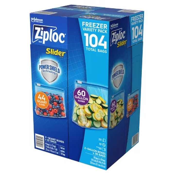 Ziploc Slider Freezer Gallon & Quart Bags with Power Shield Technology, 104 Ct.