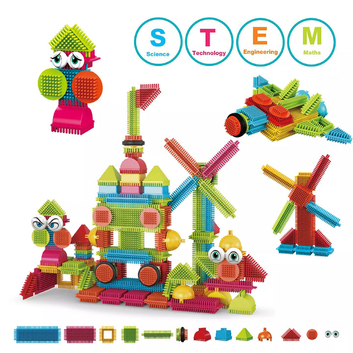 Contixo STEM Building Toys, ST6 100 Pcs Bristle Shape 3D Tiles Set Construction Learning Stacking Educational Blocks, Creativity beyond Imagination