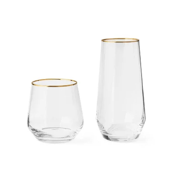 Member'S Mark 12-Piece Modern Gold Rim Crystal Drinkware Set