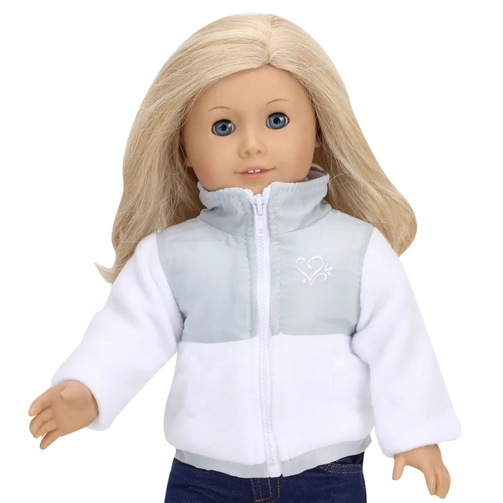 Sophia’S Fleece & Nylon Jacket for 18” Dolls, White/Silver