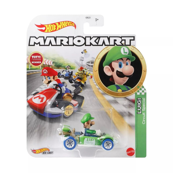 Hot Wheels Mario Kart 1:64 Scale Luigi Circuit Special, Collectible Vehicle