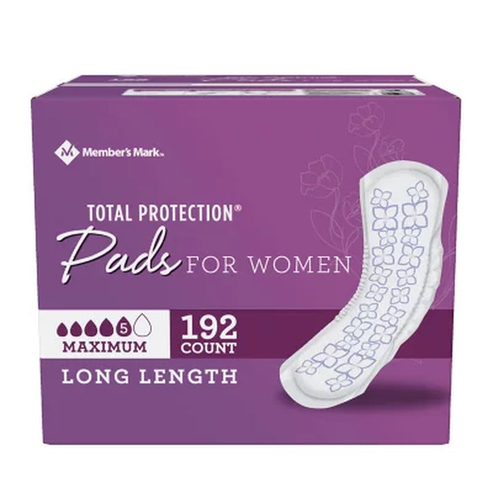 Member'S Mark Total Protection Pads for Women, Maximum Long Length, 192 Ct.