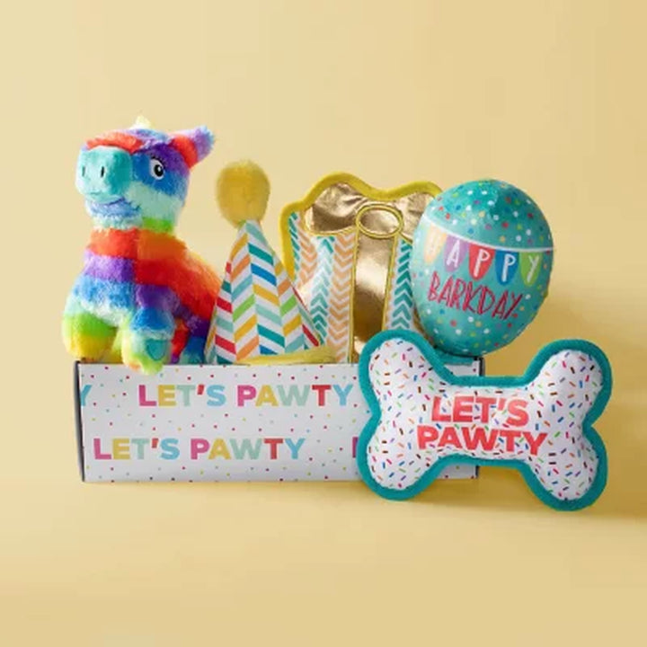 Let'S Pawty Birthday Box Dog Toy Bundle, 5-Piece Set White