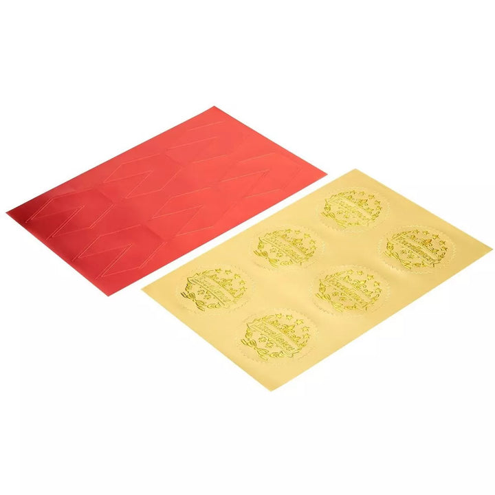 Award Stickers - 48 Gold Certificate Seals with 48 Red Ribbon Shaped Stickers, Excellence Star Stickers for Certificates, 17 In