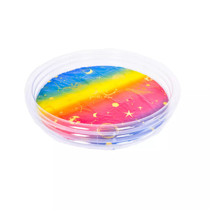 Pool Central 61.5" Inflatable round 3 Ring Rainbow Celestial Kiddie Swimming Pool