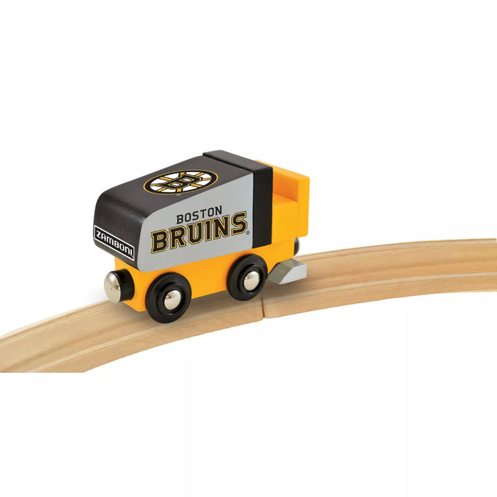 Masterpieces Officially Licensed NHL Boston Bruins Wooden Toy Zamboni Train Engine for Kids.