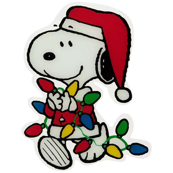 Northlight Peanuts Snoopy Gathers the Lights Double Sided Christmas Window Cling Decoration