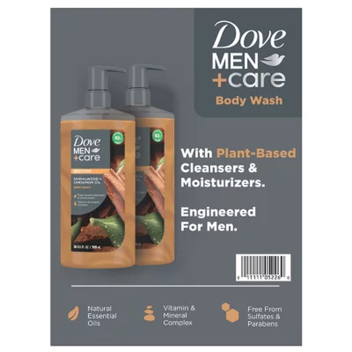 Dove Men+Care Body Wash, Sandalwood, 26 Oz. 2 Pk.