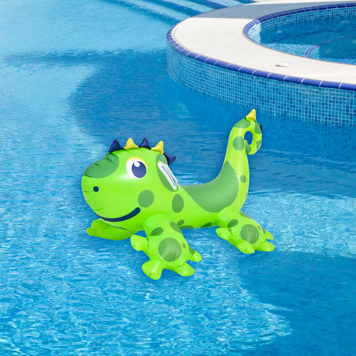 Pool Central Inflatable Spotted Dinosaur Ride-On Pool Float - 46.5" - Green