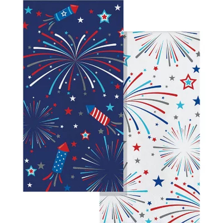 Artstyle Fireworks and Rockets Oval Plates and Dinner Napkins Tableware Kit, 200 Ct