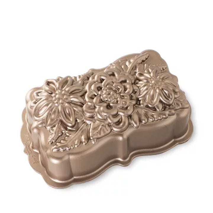 Nordic Ware Toffee Wildflower Loaf Pan with Loaf Keeper