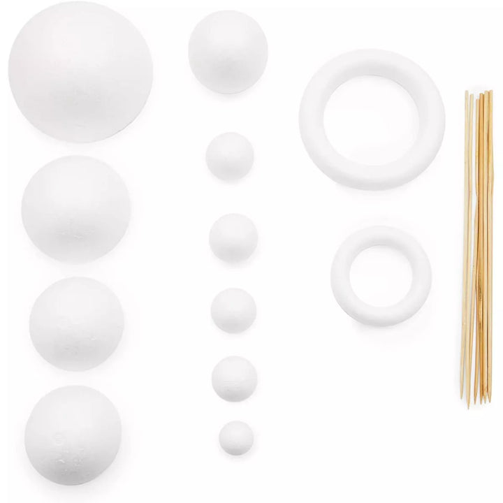 Bright Creations 22-Pack Kids Solar System Kit for School Project with Foam Balls and Bamboo Sticks (Assorted Sizes)