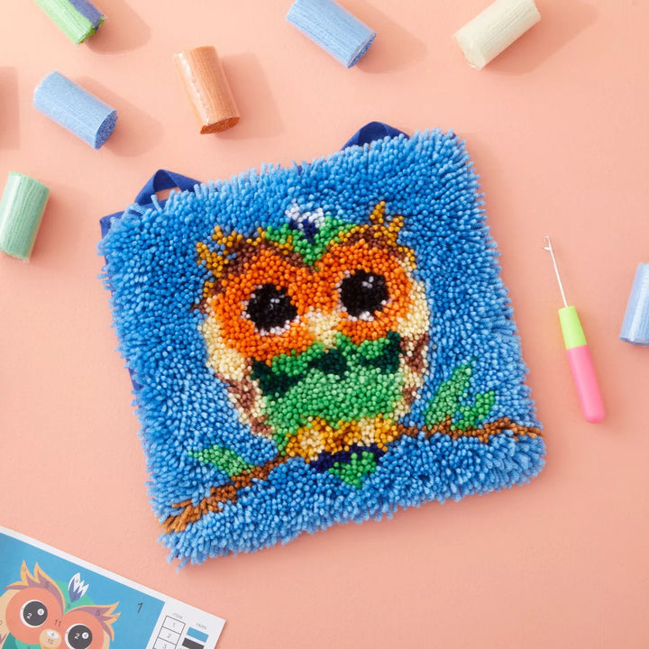 Mini Owl Latch Hook Rug Kit for Kids Crafts, Adults, and Beginners, DIY (12 X 11 In)