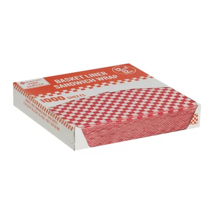 Member'S Mark Red Checkered Basket Liner Sheets 12" X 12", 1,000 Ct.