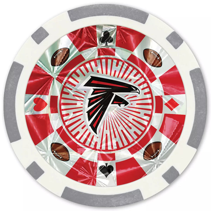 Masterpieces Casino Style 20 Piece 11.5 Gram Poker Chip Set NFL Atlanta Falcons Silver Edition.