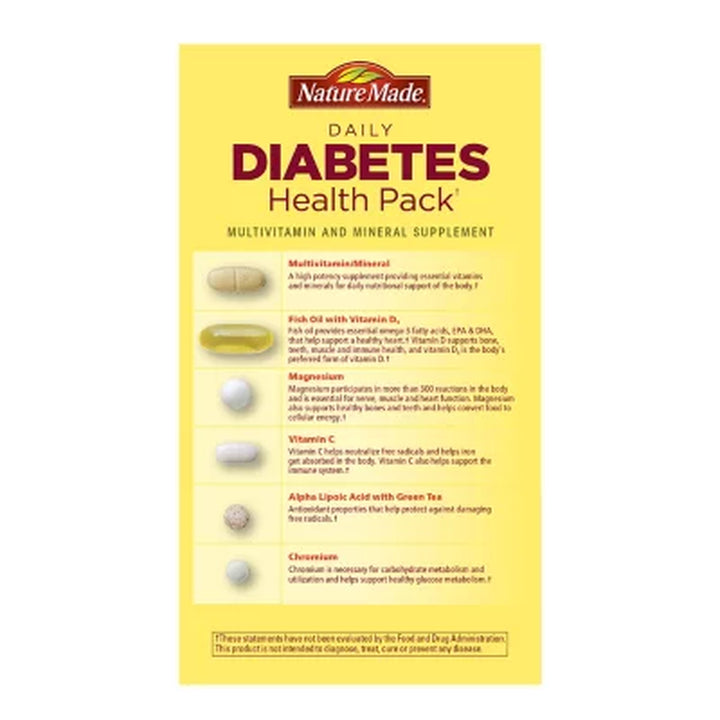 Nature Made Daily Diabetes Health Pack Dietary Supplement 60 Pk.