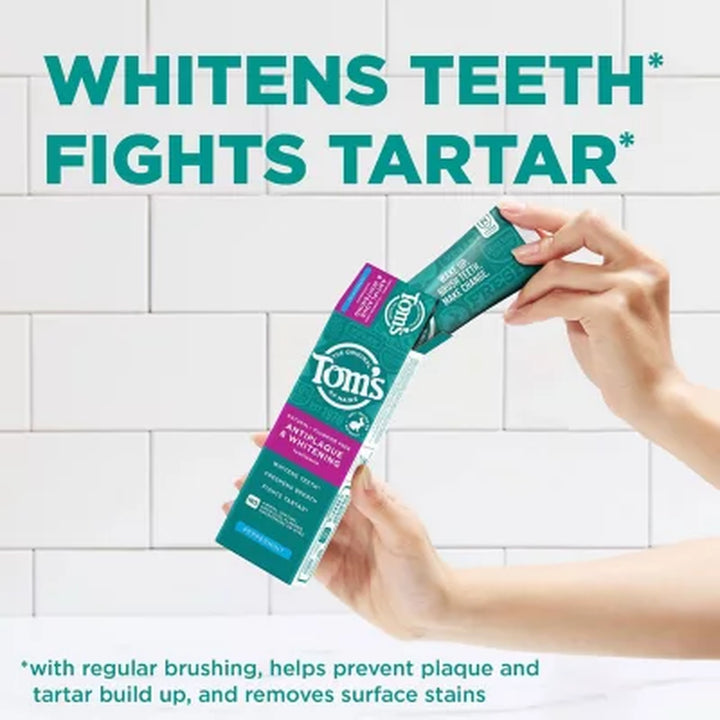 Tom'S of Maine Fluoride-Free Antiplaque & Whitening Toothpaste, 4.5 Oz., 4 Pk.