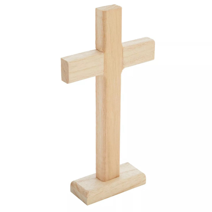 Juvale 3 Pack Unfinished Wood Cross Crucifix Religious Home Decor Gifts, Standing Table Cross Decorations,