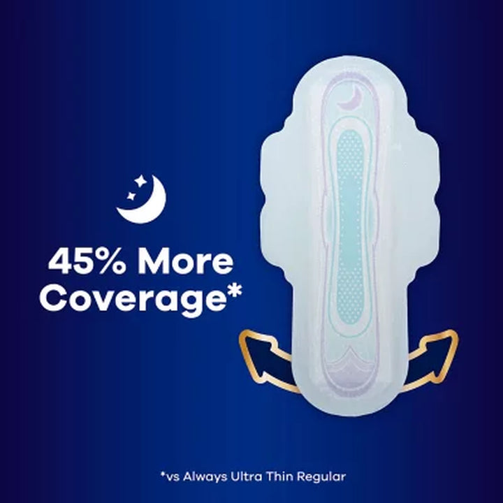 Always Ultra Thin Overnight Pads with Flexi-Wings, Unscented - Size 4, 80 Ct.
