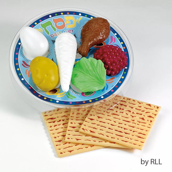 Rite Lite 10Pc Passover Deluxe Children Play Seder Set 4.25" - Blue/Beige