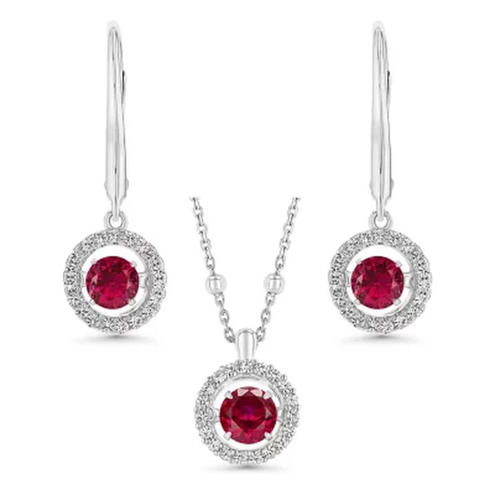 925 Sterling Silver Lab Created Gemstone and White Sapphire Dancing Set