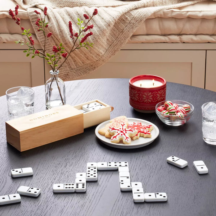 Dominoes Game Set 28Pc - Hearth & Hand™ with Magnolia: Classic Black & White Tiles, Wooden Case