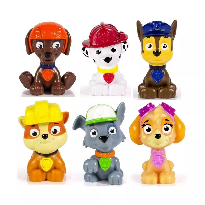 Kids Paw Patrol Mini Figures Set of 6 - Rocky, Zuma, Skye, Rubble, Marshall & Chase