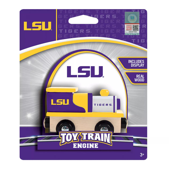 Masterpieces Officially Licensed NCAA LSU Tigers Wooden Toy Train Engine for Kids.