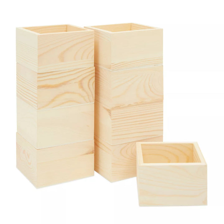 Bright Creations 11 Pieces Unfinished Small Wooden Boxes for Crafts with Sanding Sponge (4 In)