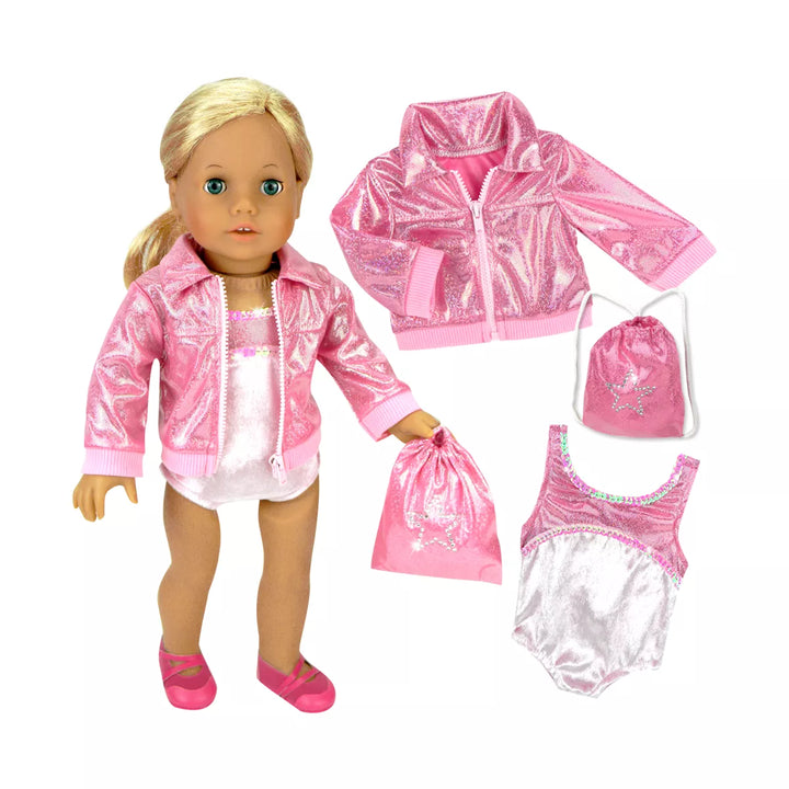 Sophia’S Gymnastics Leotard & Nylon Jacket for 18" Dolls, Pink