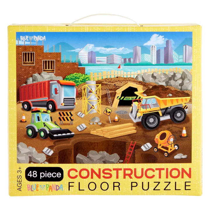 Blue Panda 48 Piece Giant Construction Floor Puzzle for Kids Ages 3-5 and 4-8, Toddler Preschool Learning, 2 X 3 Feet