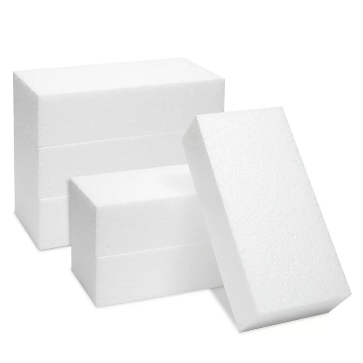 Juvale 6 Pack Foam Blocks for Crafts Supplies, Polystyrene Bricks, DIY Art Projects, White, 8 X 4 X 2 In