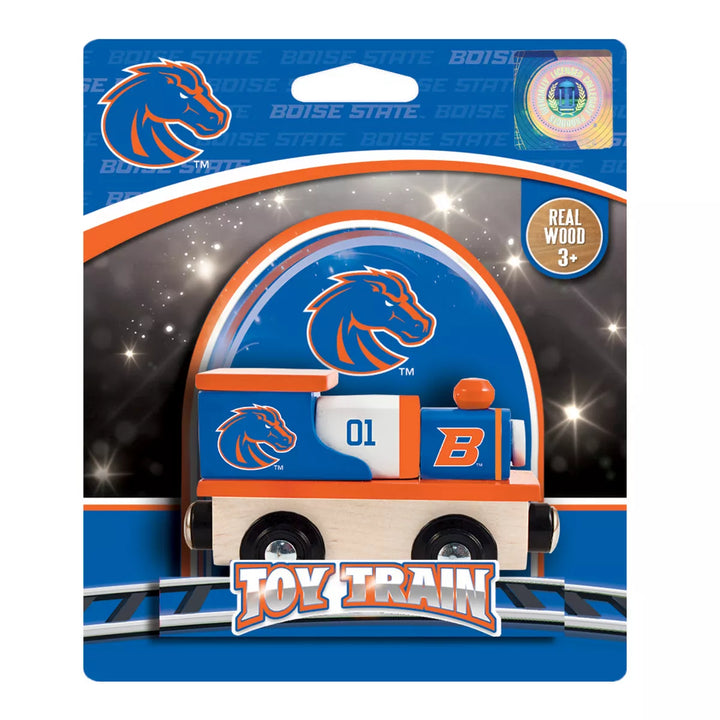 Masterpieces Officially Licensed NCAA Boise State Broncos Wooden Toy Train Engine for Kids.