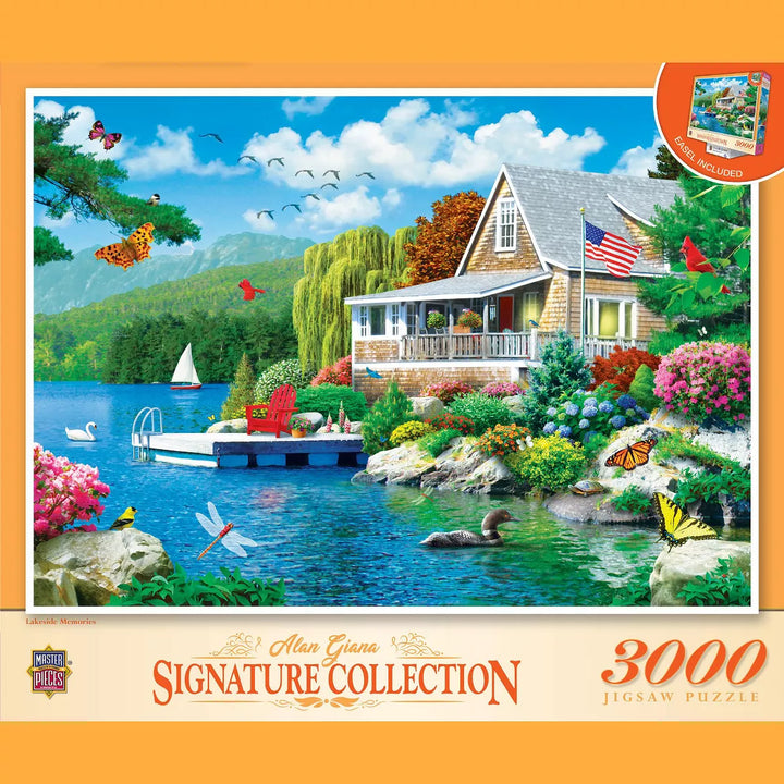 Masterpieces 3000 Piece Puzzle - Lakeside Memories - Flawed.