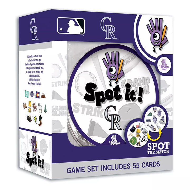 Masterpieces Officially Licensed MLB Colorado Rockies Spot It Game for Kids and Adults.