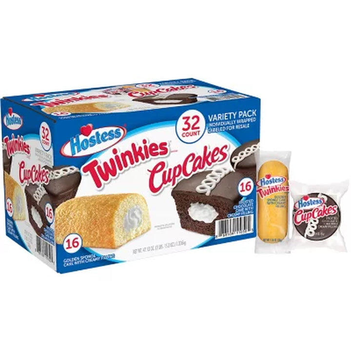 Hostess Twinkies & Cupcakes Variety Pack Snack Cakes, 32 Pk.