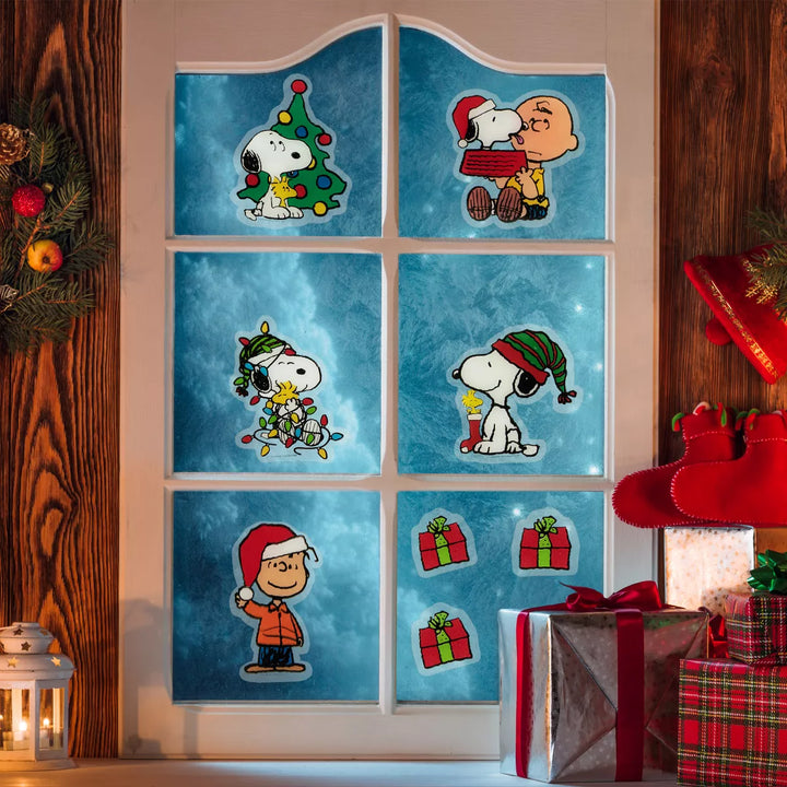 Northlight 8-Piece Peanuts Snoopy and Charlie Brown Christmas Window Clings