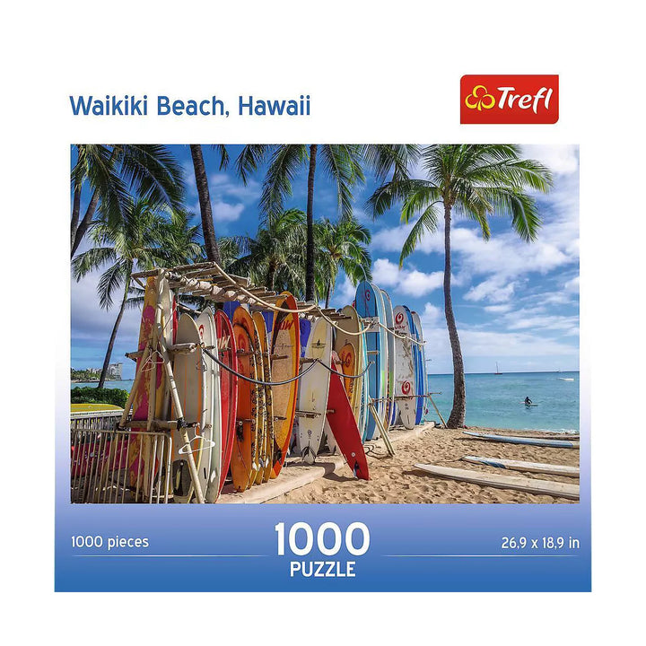 Trefl Waikiki Beach 1000Pc Puzzle: Challenging Brain Exercise, Flax Fiber Structure, Travel & Nature Theme