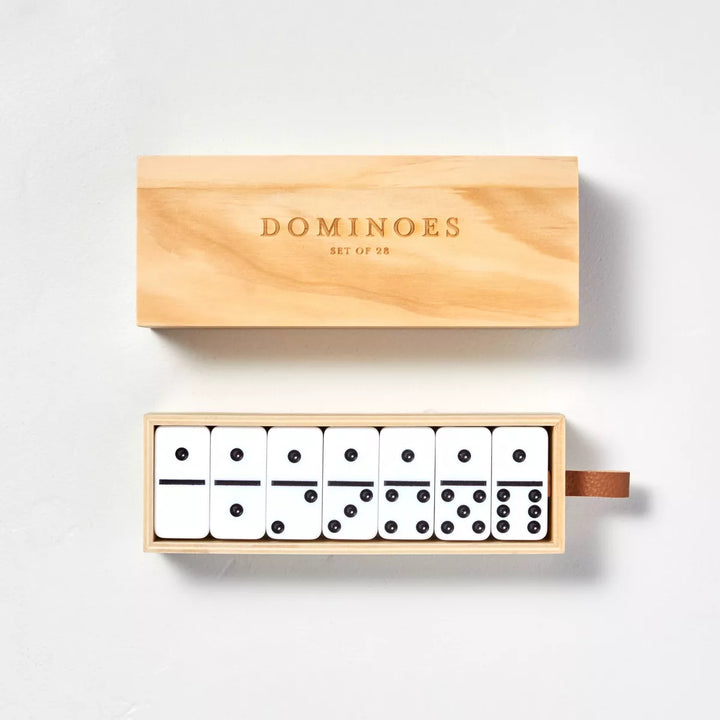 Dominoes Game Set 28Pc - Hearth & Hand™ with Magnolia: Classic Black & White Tiles, Wooden Case