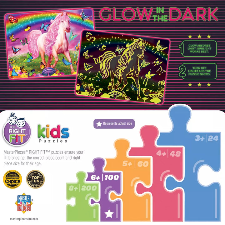 Masterpieces Glow in the Dark - Rainbow World 100 Piece Jigsaw Puzzle.