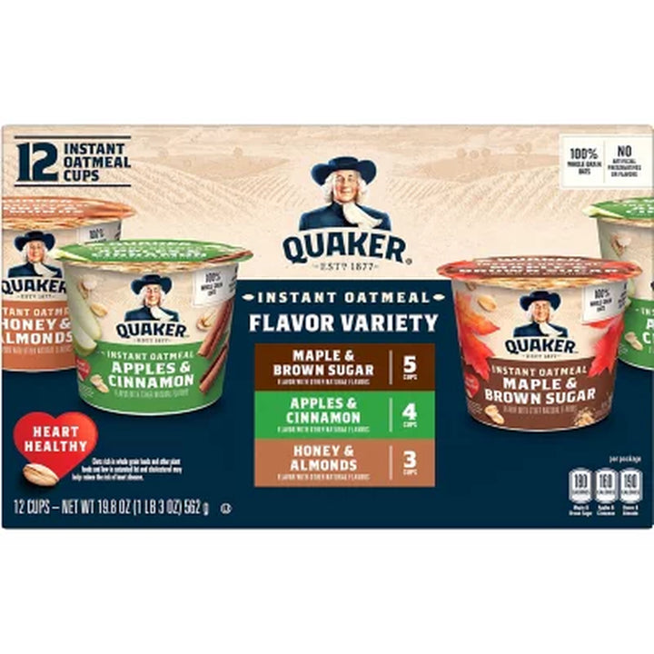 Quaker Instant Oatmeal Express Cups, Variety Pack 19.8 Oz., 12 Pk.