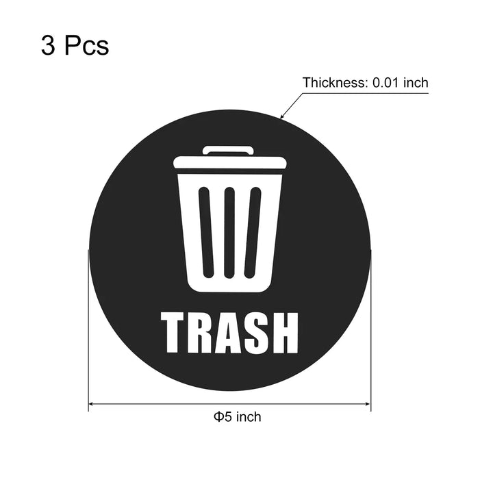 Unique Bargains Trash Stickers Decals Bin Labels Large Vinyl for Stainless Steel Plastic Trash Can